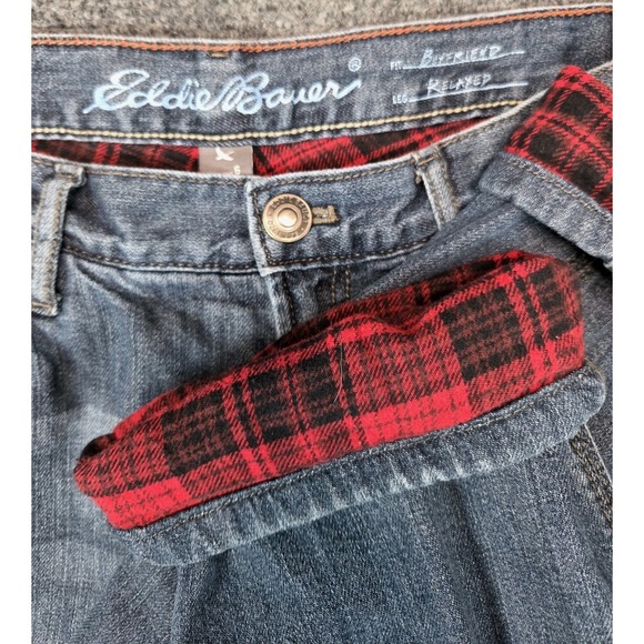 Eddie Bauer Denim - Eddie Bauer Flannel Lined Jeans Womens 6 Blue Boyfriend Relaxed